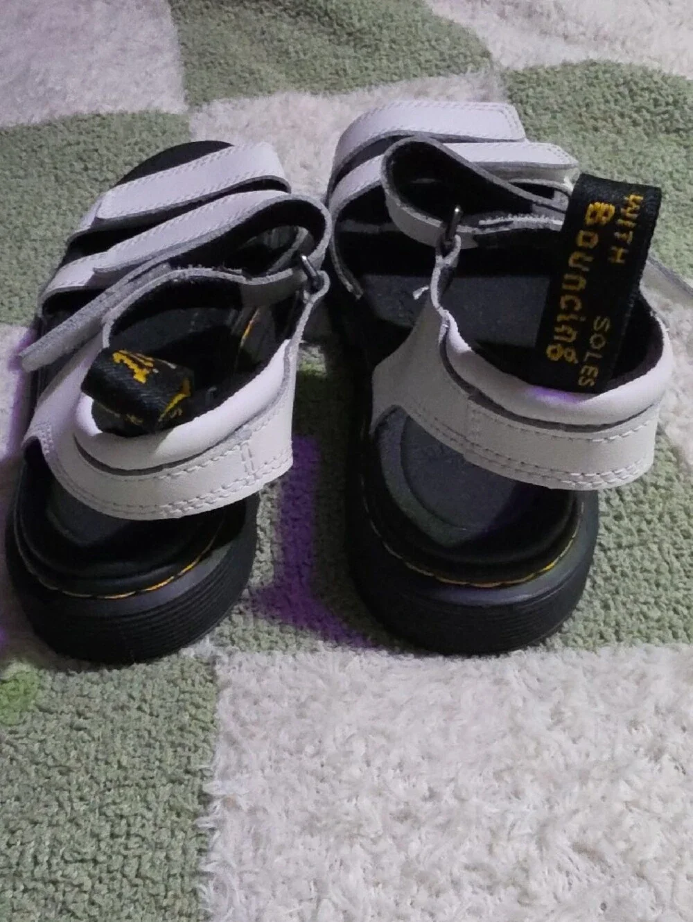 Dr. Martens White and Black Kids Triple-Velcro Sandals